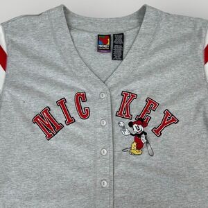 Mickey Unlimited Disney Baseball Shirt Womens 22W 24W Gray Button Front